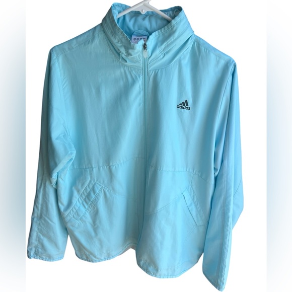 Vintage Adidas Aqua Lightweight Design Windbreaker with Hood in Collar-Large - Picture 1 of 11